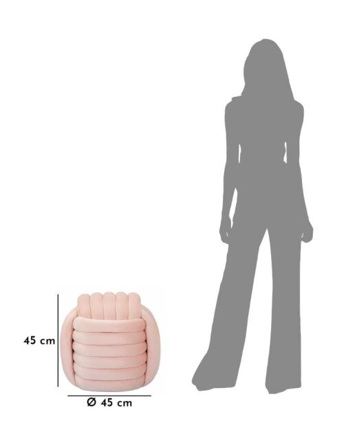 Softy roze fluwelen poef - 45x45x45 cm