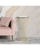 Table d'appoint Lignes dorée - 40x35x80 cm