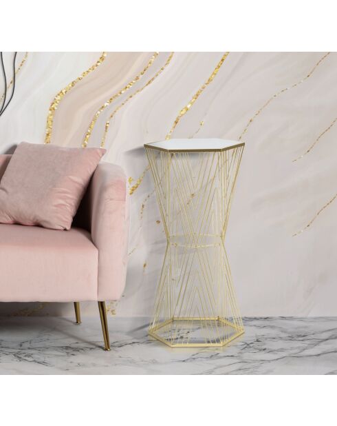 Table d'appoint Lignes dorée - 40x35x80 cm