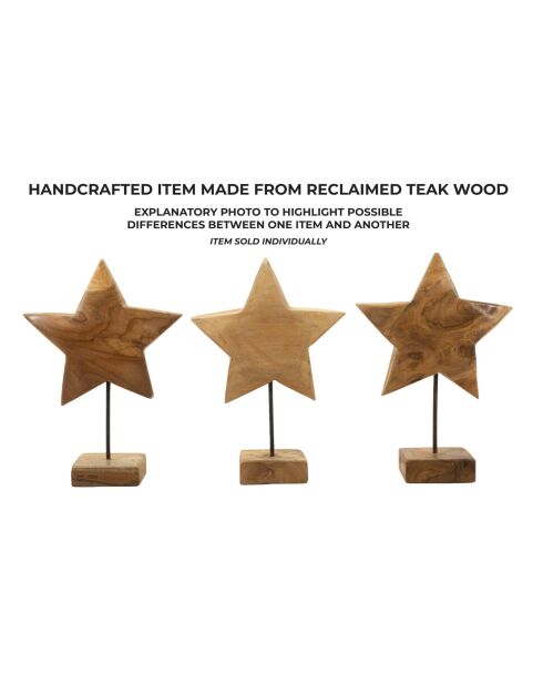 Sculpture d'Étoile en teck brune - 28x1242 cm