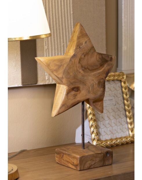 Sculpture d'Étoile en teck brune - 28x1242 cm