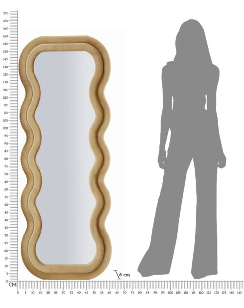 Miroir Emily en Velours Doré - 60x6x160 cm