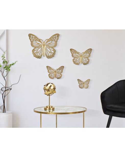Set van 4 gouden muurvlinders