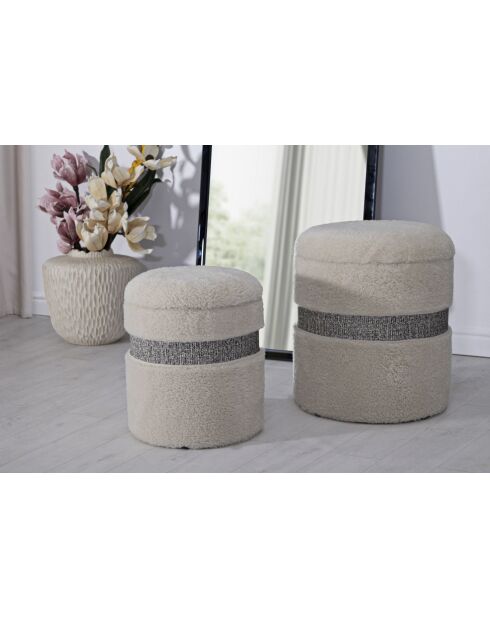 2 Poufs avec rangement Saint-Moritz crème