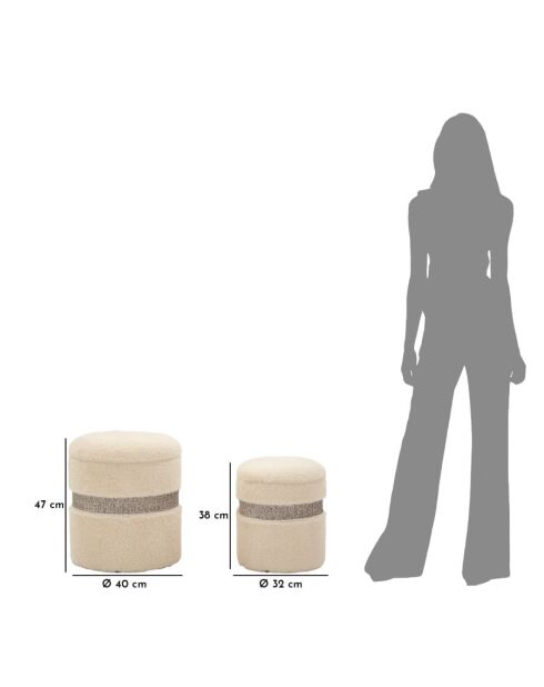 2 Poufs avec rangement Saint-Moritz crème