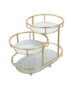 Plateau 3 Niveaux doré - 36x22,5x27 cm
