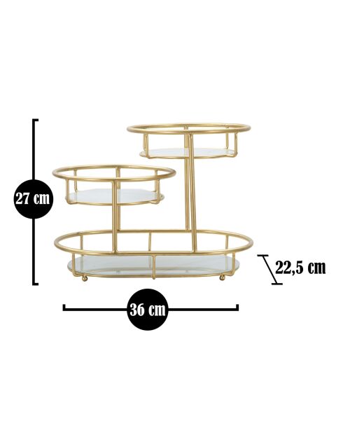 Plateau 3 Niveaux doré - 36x22,5x27 cm