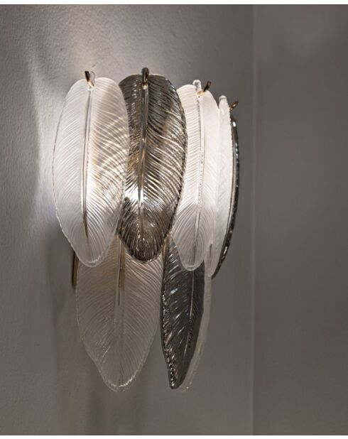 Applique Murale Feuilletée grise - 24x15x29 cm