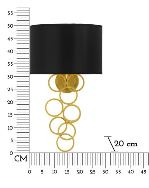 Applique Murale Rich doré/noir - 30x20x50 cm