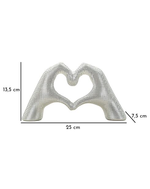 Decoración a mano Silver Lovers, 25 x 7,5 x 13,5 cm