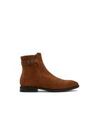 Boots en Velours de Cuir Ali cognac