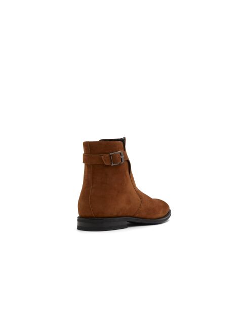 Boots en Velours de Cuir Ali cognac