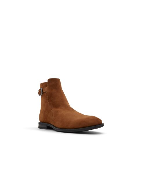Boots en Velours de Cuir Ali cognac