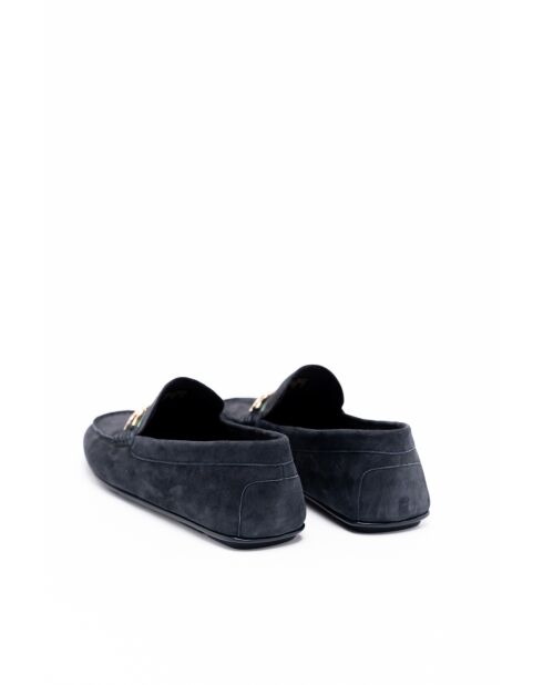 Mocassins en Velours de Cuir Clovis bleu marine