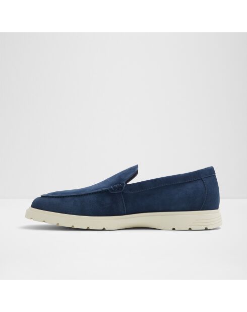 Mocassins en Velours de Cuir Luc bleu marine