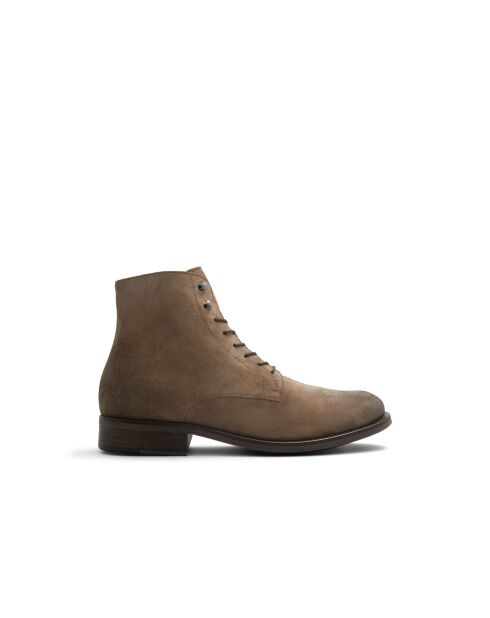Boots en Velours de Cuir Alban beiges