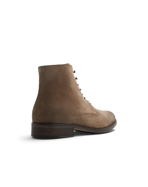 Boots en Velours de Cuir Alban beiges