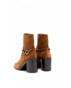 Bottines en Velours de Cuir Emilia brun foncé