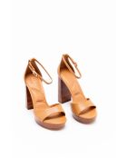 Sandali con tacco Andréa in pelle marrone chiaro