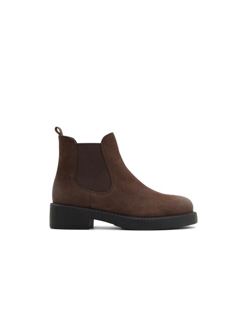 Boots en Velours de Cuir Jenny brun foncé