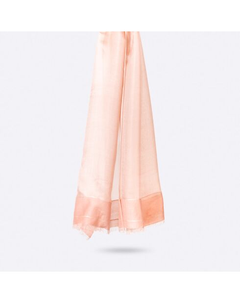 Beige roze stola van organza van wol en zijde - 70x200 cm