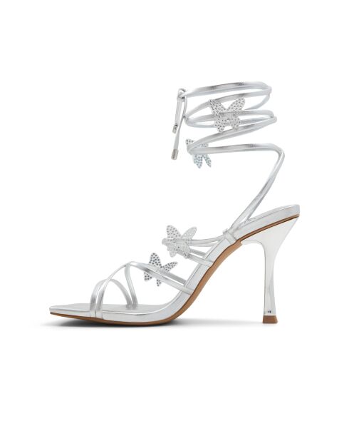 Sandali con tacco Diana in argento chiaro