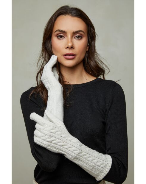 Gants en Laine mélangée Aricia blancs