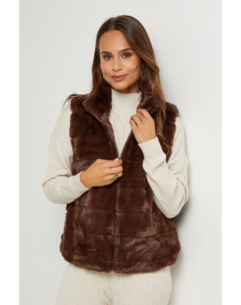 Gilet en fausse fourrure Pauline marron