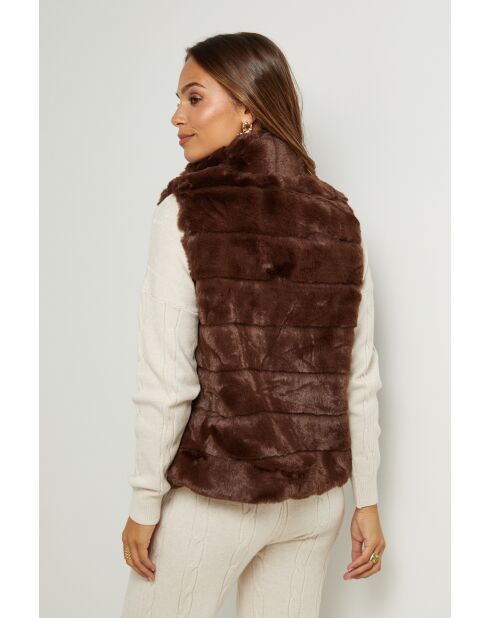 Gilet en fausse fourrure Pauline marron