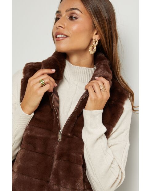 Gilet en fausse fourrure Pauline marron