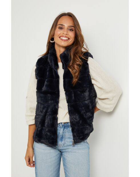 Gilet en fausse fourrure Pauline marine