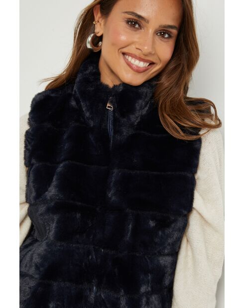 Gilet en fausse fourrure Pauline marine