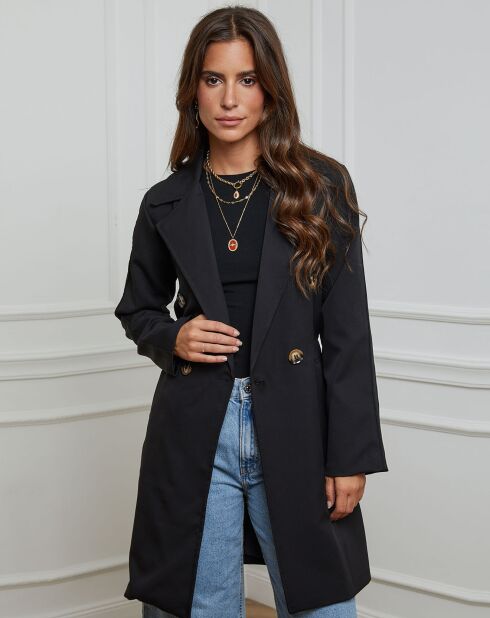 Gabardina negra de longitud media Suzie