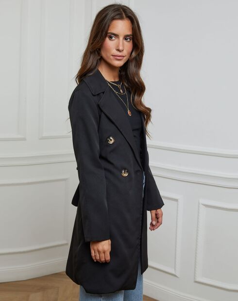 Gabardina negra de longitud media Suzie