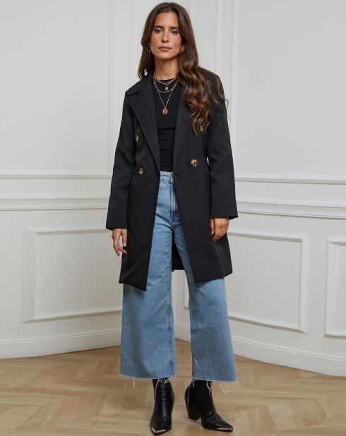 Gabardina negra de longitud media Suzie