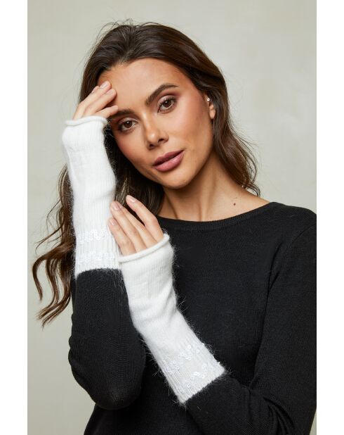 Guanti bianchi in misto lana Lorian