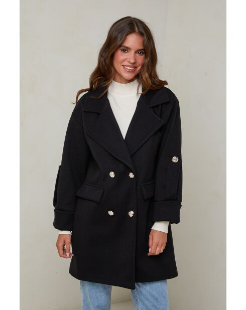 Cappotto di media lunghezza nero Oréna