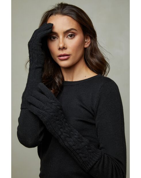 Schwarze Handschuhe aus Wollmischung Aricia
