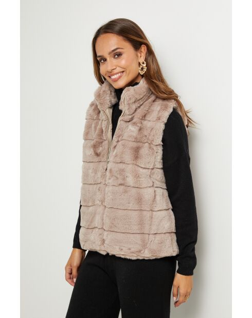 Gilet en fausse fourrure Pauline taupe