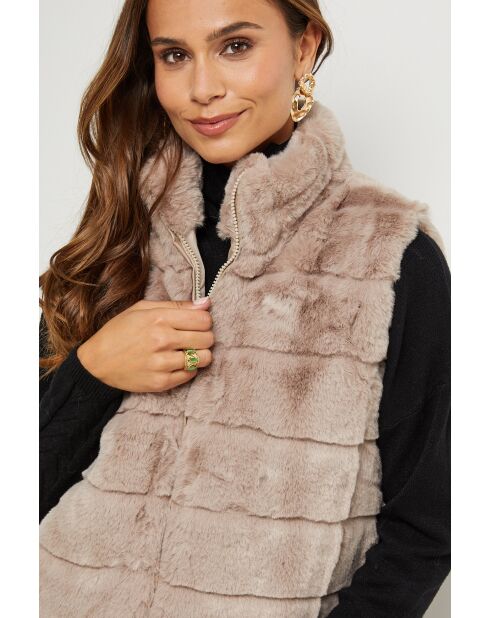 Gilet en fausse fourrure Pauline taupe