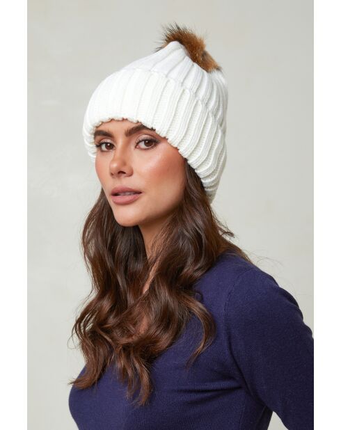 Bonnet en crochet Laine mélangée Silvère blanc