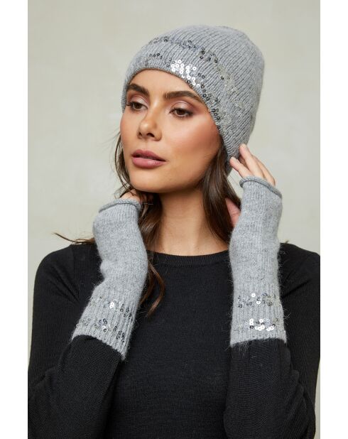 Guanti grigi Lorian in misto lana