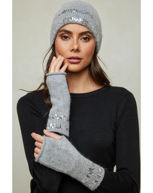 Guanti grigi Lorian in misto lana