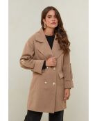 Manteau mi long Oréna camel