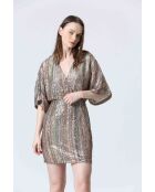 CLAIINE oranje/gouden jurk