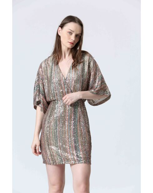 CLAIINE oranje/gouden jurk