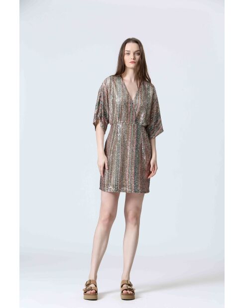 CLAIINE oranje/gouden jurk