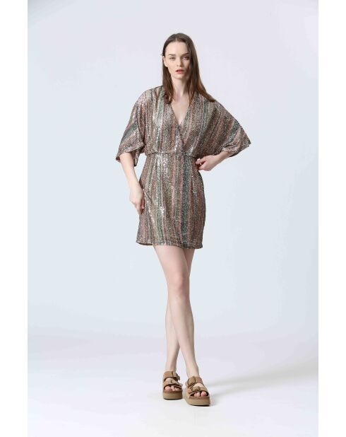 CLAIINE oranje/gouden jurk