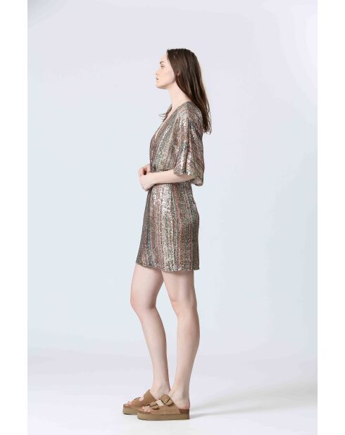 CLAIINE oranje/gouden jurk