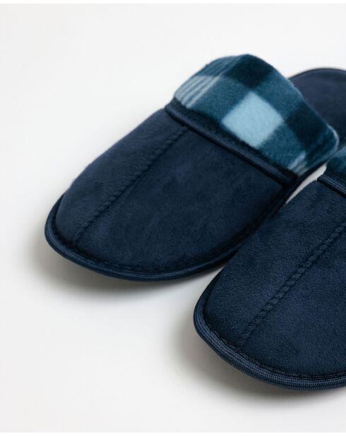Chaussons à carreaux bleu marine